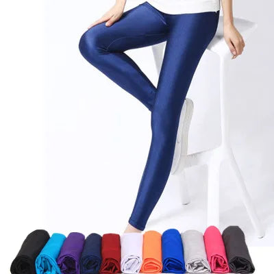 Shiny Solid Color Fluorescent Leggings