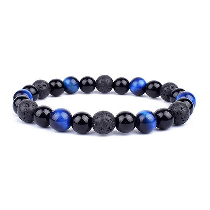 Natural Black Obsidian Hematite Tiger Eye Bead Bracelet