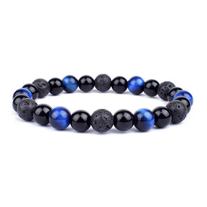 Natural Black Obsidian Hematite Tiger Eye Bead Bracelet