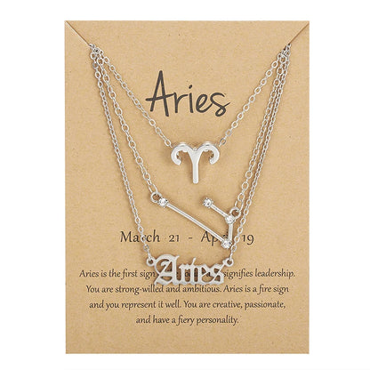 3-Piece Zodiac Constellation Layered Pendant Necklace Set