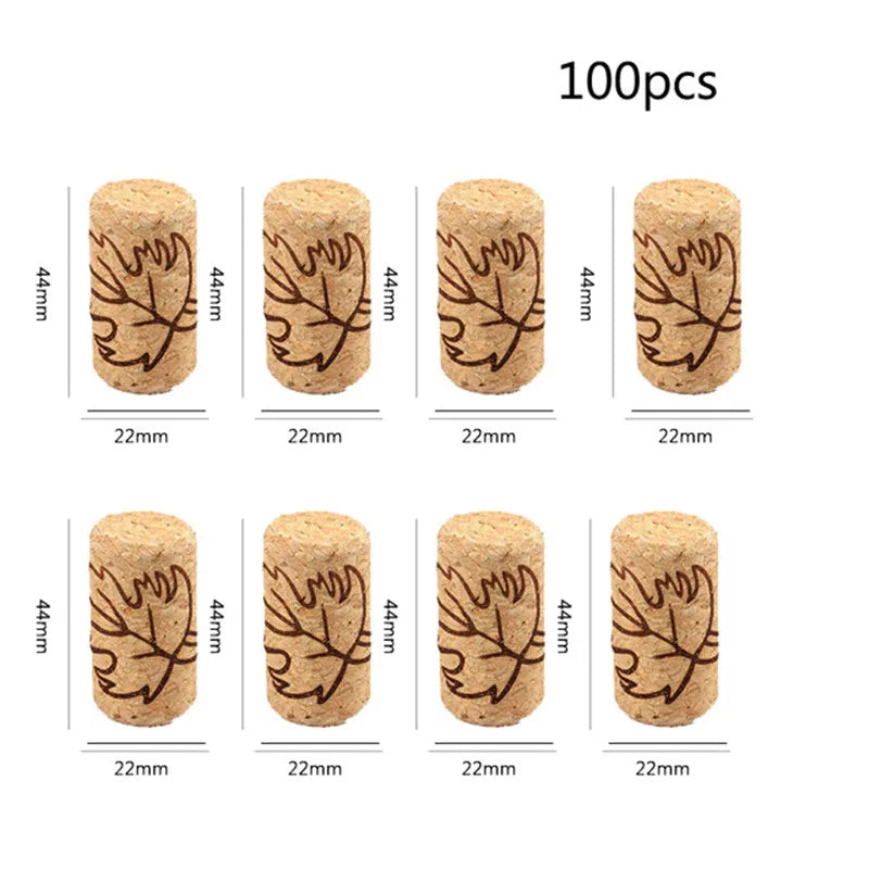 100 Pcs Natural Wine Bottle Corks and Seals Heat Shrink Capsules with Tear Tab