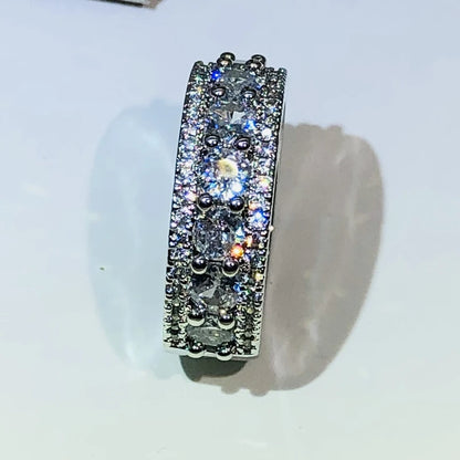 Elegant Temperament Geometric White Zircon Ring