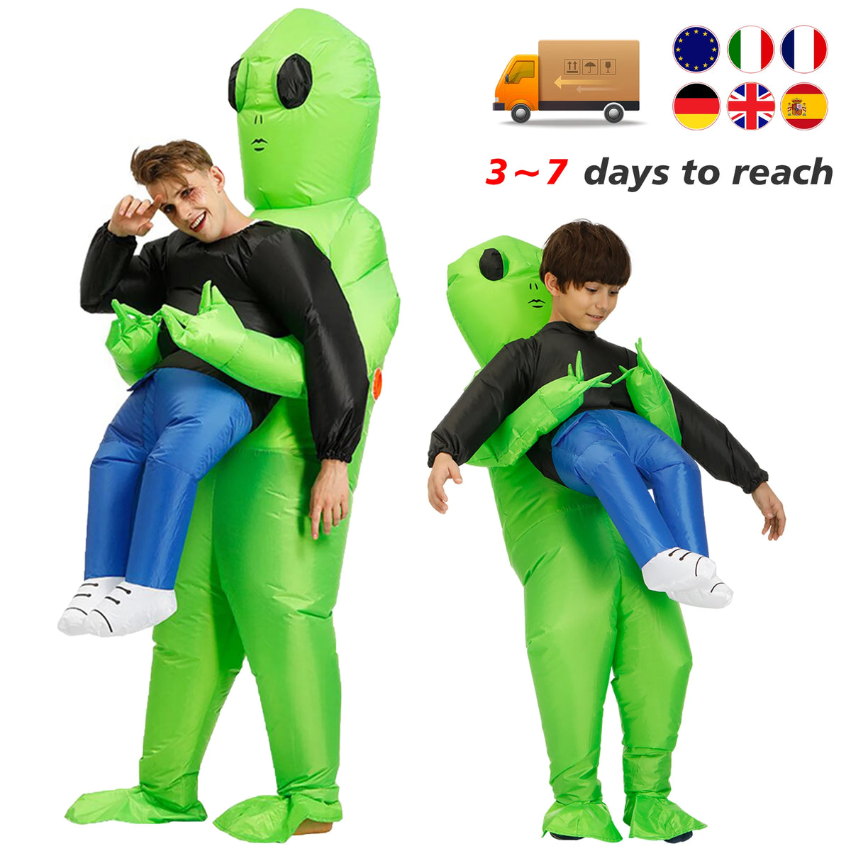 Funny Green Alien Inflatable Costume - Adult & Kids Blow Up Cosplay Outfit