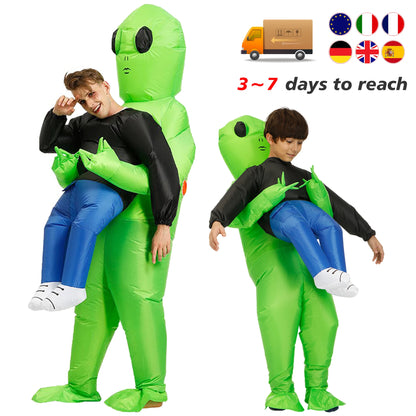 Funny Green Alien Inflatable Costume - Adult & Kids Blow Up Cosplay Outfit