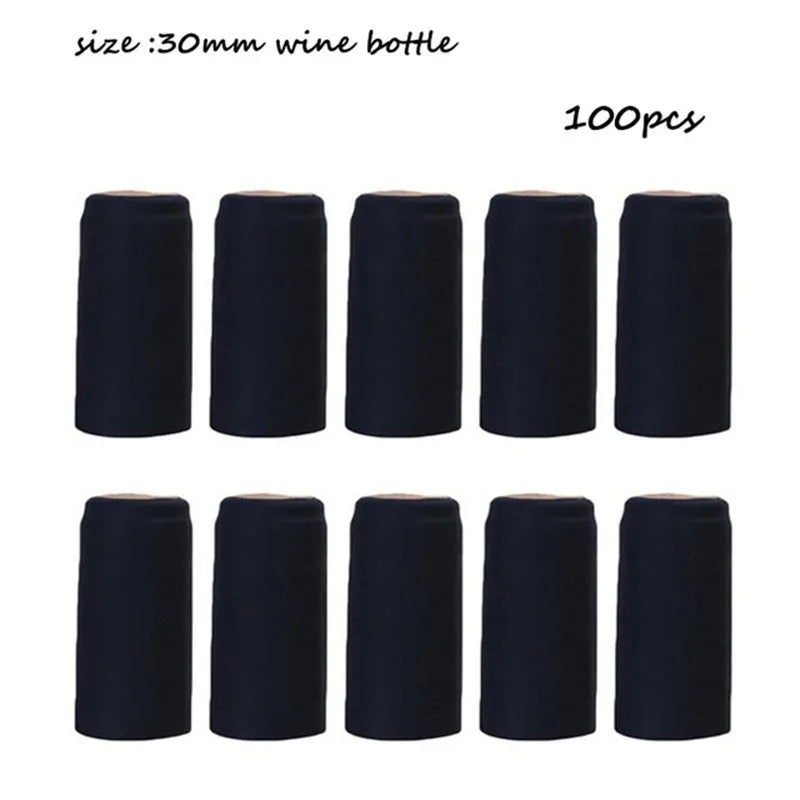 100 Pcs Natural Wine Bottle Corks and Seals Heat Shrink Capsules with Tear Tab