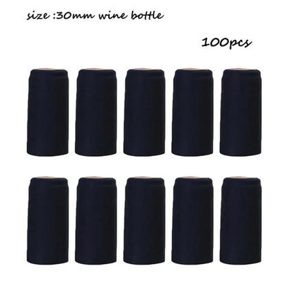 100 Pcs Natural Wine Bottle Corks and Seals Heat Shrink Capsules with Tear Tab