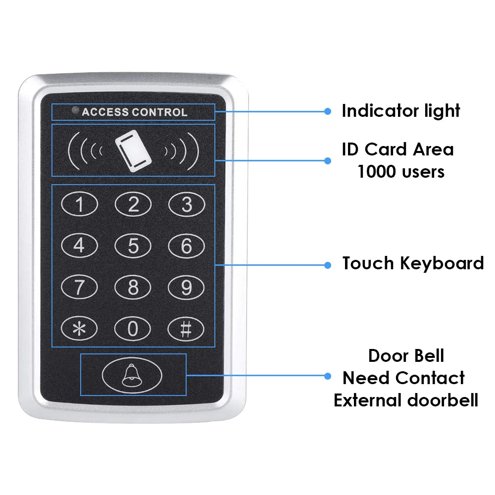 125KHz RFID Access Control Keypad EM Card Reader Door Access Control System