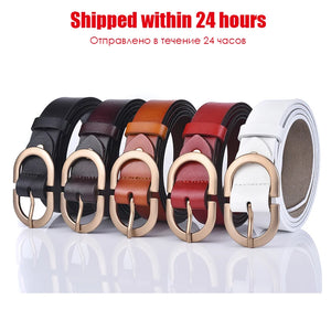 VATLTY Authentic Leather Golden Alloy Buckle Belt