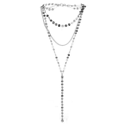 Stainless Steel Multilayer Sequined Choker Necklace