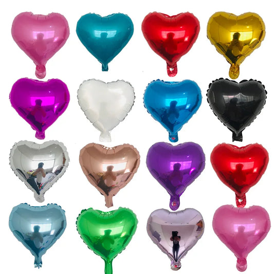 10pcs 10" Heart Shape Foil Balloons