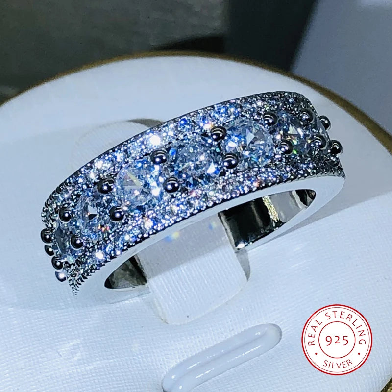 Elegant Temperament Geometric White Zircon Ring