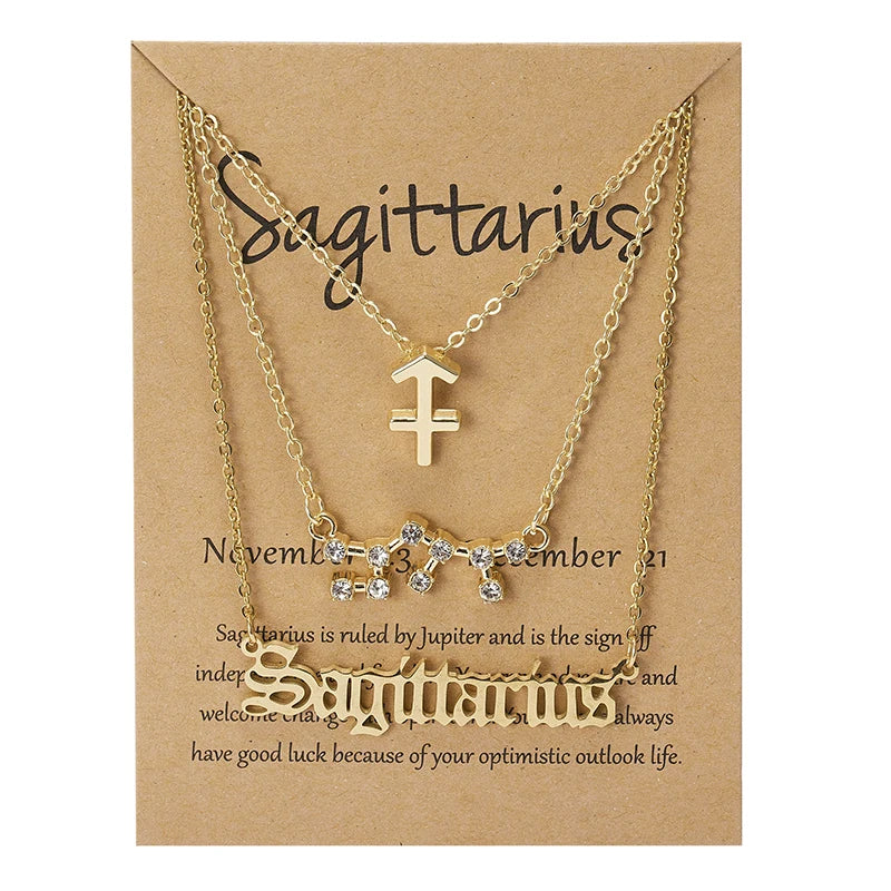 3-Piece Zodiac Constellation Layered Pendant Necklace Set