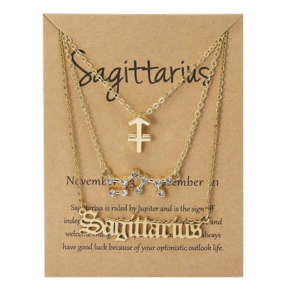 3-Piece Zodiac Constellation Layered Pendant Necklace Set