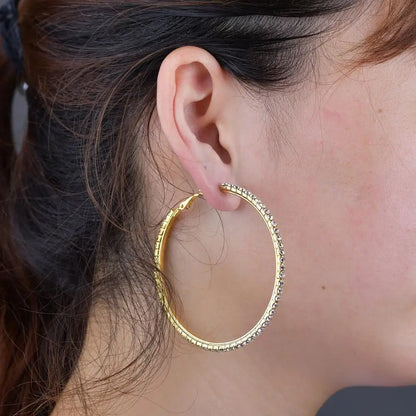 Large Crystal Rhinestone Hoop Earrings – Sparkling Statement Circle Jewelry