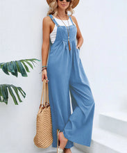 Solid Color Strappy Loose Flared Leg Jumpsuit