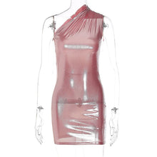 One-Shoulder Pleated Sleeveless Slim Design Dressse