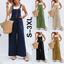 Solid Color Strappy Loose Flared Leg Jumpsuit