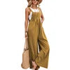 Solid Color Strappy Loose Flared Leg Jumpsuit