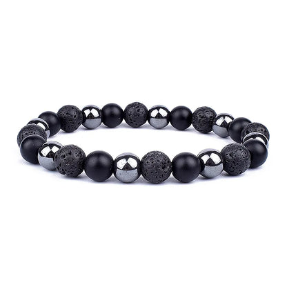 Natural Black Obsidian Hematite Tiger Eye Bead Bracelet