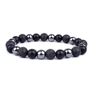Natural Black Obsidian Hematite Tiger Eye Bead Bracelet