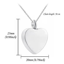 Heart-shaped Silver Cremation Pendant Necklace