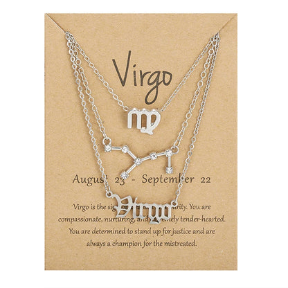3-Piece Zodiac Constellation Layered Pendant Necklace Set