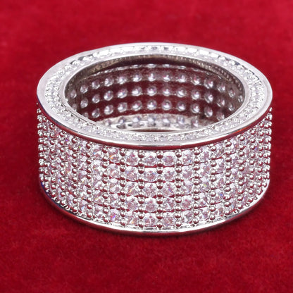 5 Row  Cubic Zircon Iced Men's Ring