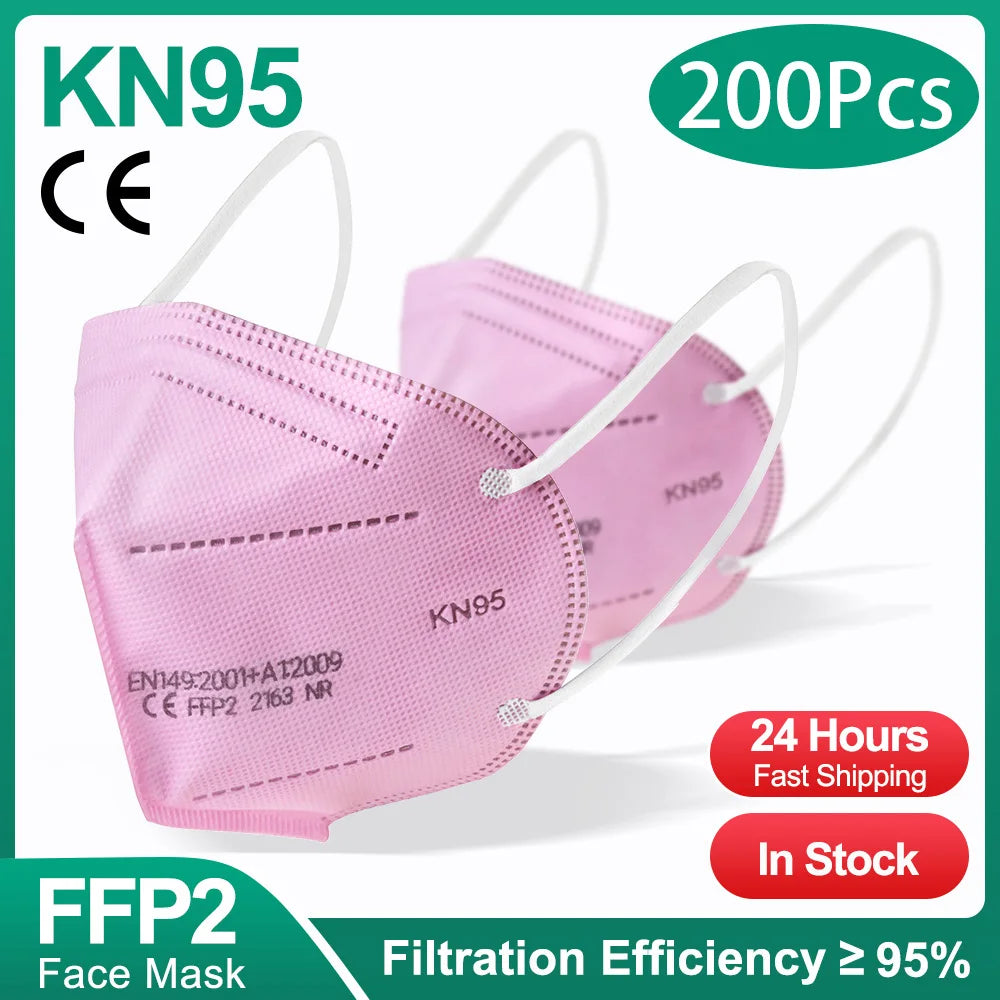 5-Ply KN95 Protective Face Masks - Multi-Color Breathable Filtration