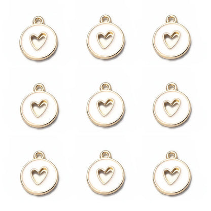 10pcs Double-Sided Enamel Heart Charms for DIY Jewelry Making