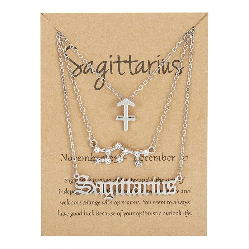 3-Piece Zodiac Constellation Layered Pendant Necklace Set