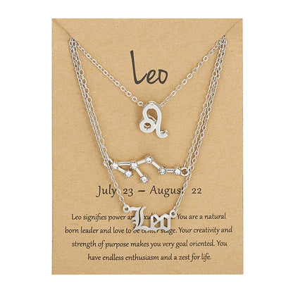 3-Piece Zodiac Constellation Layered Pendant Necklace Set
