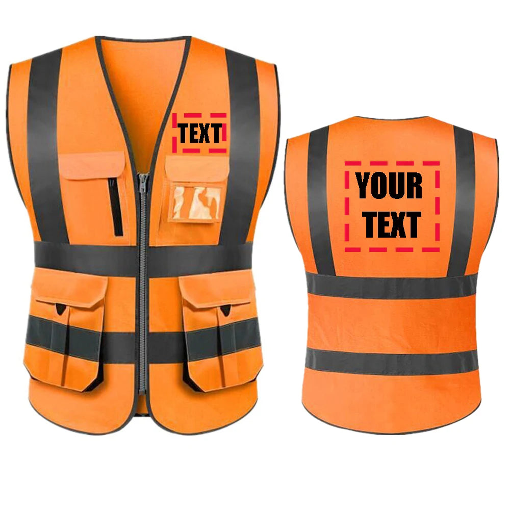 Custom High-Visibility Reflective Safety Vest with Multi-Pockets