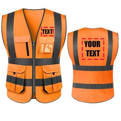 Custom High-Visibility Reflective Safety Vest with Multi-Pockets