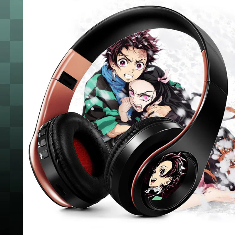 Anime Print Demon Slayer Headphones with Mic
