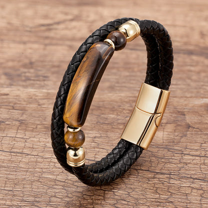 Genuine Leather Multilayer Natural Stone Bracelet
