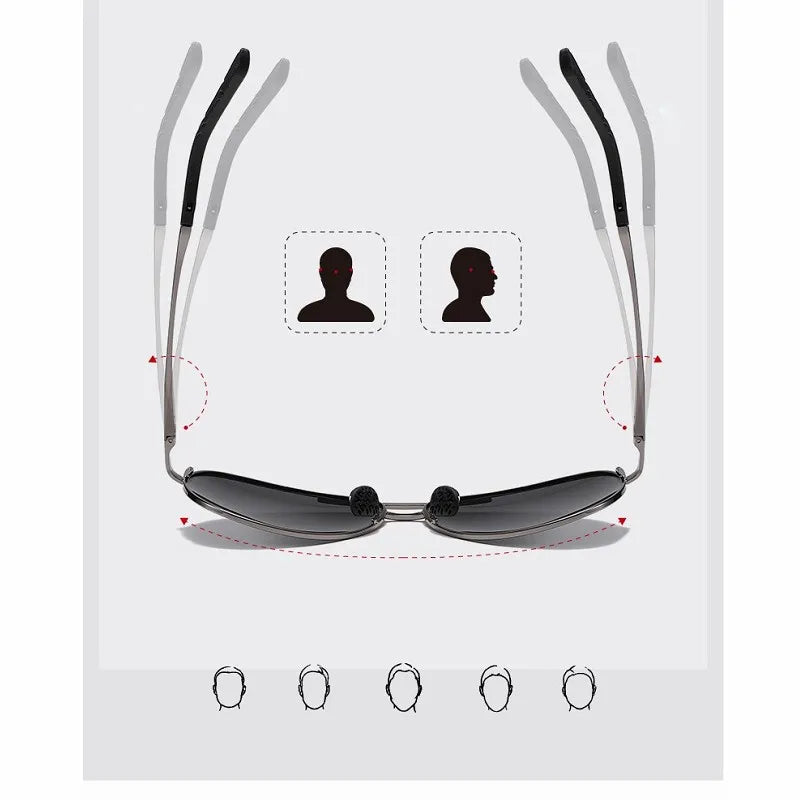 Polarized Photochromic Metal Frame Aviator Sunglasses