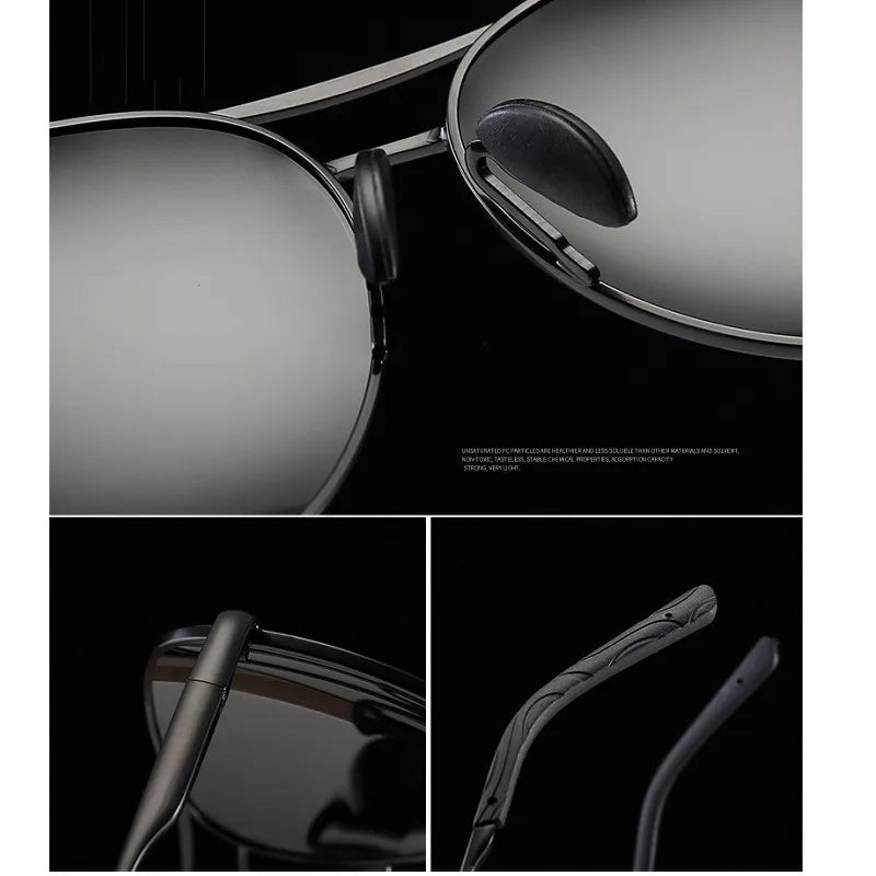 Polarized Photochromic Metal Frame Aviator Sunglasses