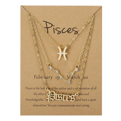 3-Piece Zodiac Constellation Layered Pendant Necklace Set