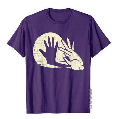 Unisex Funny Rabbit Shadow Play Hand Gesture Graphic T-Shirt