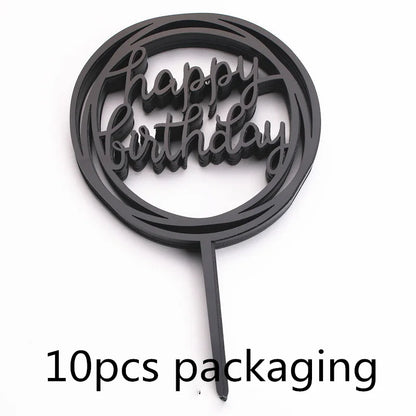 10Pcs Rose Gold Happy Birthday Cake Topper