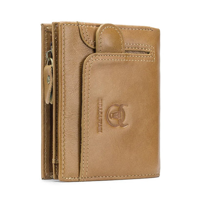 BULLCAPTAIN 100% Genuine Leather Men's RFID Blocking Bifold Wallet