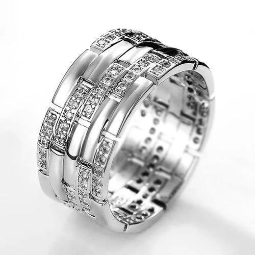 Huitan Silver Cubic Zirconia Ring