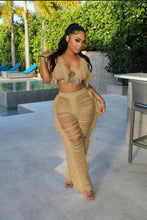 Two Piece Pants Crochet Fabric Revealing Top Set