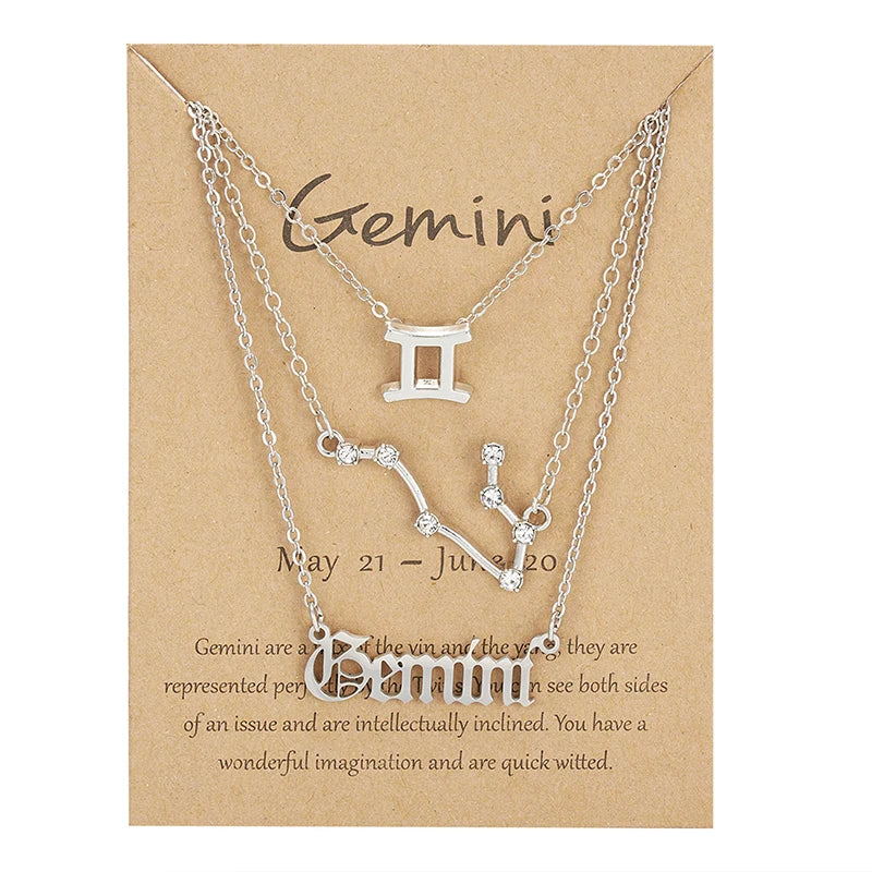 3-Piece Zodiac Constellation Layered Pendant Necklace Set