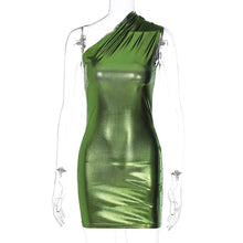 One-Shoulder Pleated Sleeveless Slim Design Dressse