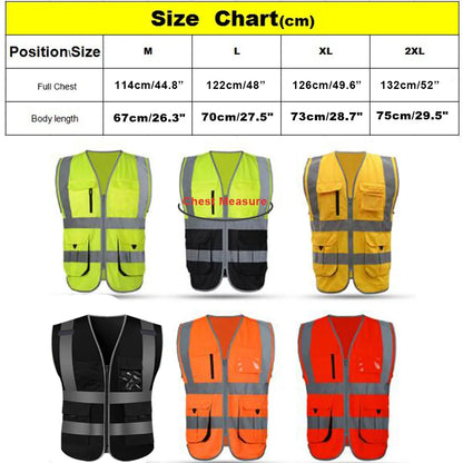 Custom High-Visibility Reflective Safety Vest with Multi-Pockets