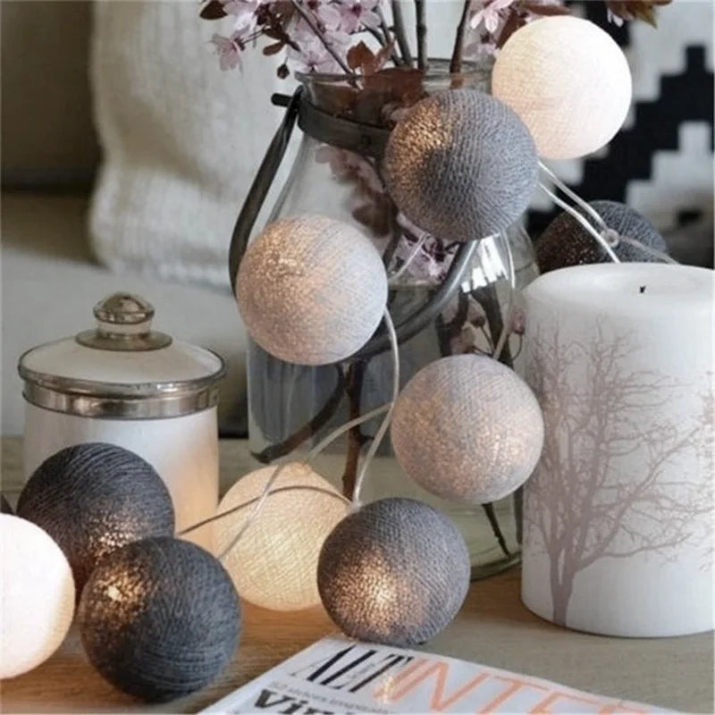 10/20/40 LED Cotton Thread Ball String Lights, Warm Fairy Lights for Home & Event Decor