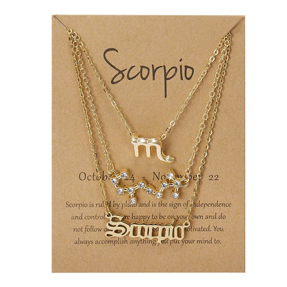 3-Piece Zodiac Constellation Layered Pendant Necklace Set