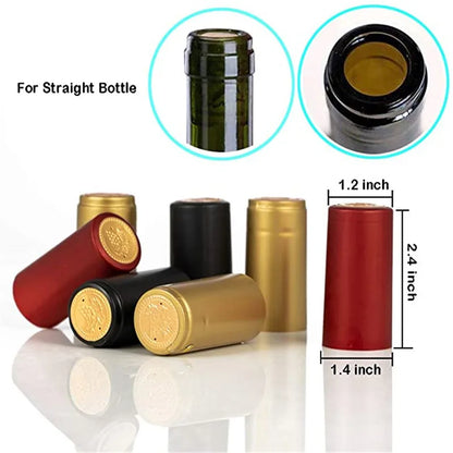 100 Pcs Natural Wine Bottle Corks and Seals Heat Shrink Capsules with Tear Tab