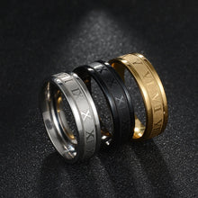 Letdiffery 6mm Roman Numerals Print Stainless Steel Ring